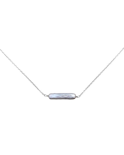 Kiri & Belle Metallic Esme Baroque Pearl Bar Sterling Necklace