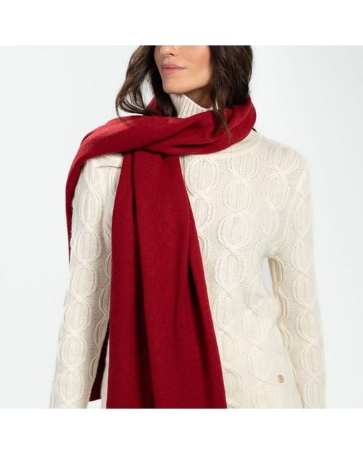 Bel Cashmere Red Big Knitted Scarf Burgundy