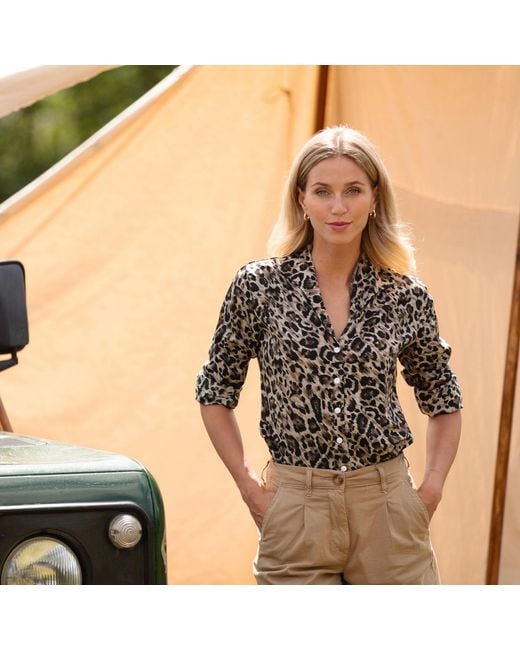 At Last Green Leopard Print Viscose Collared Shirt