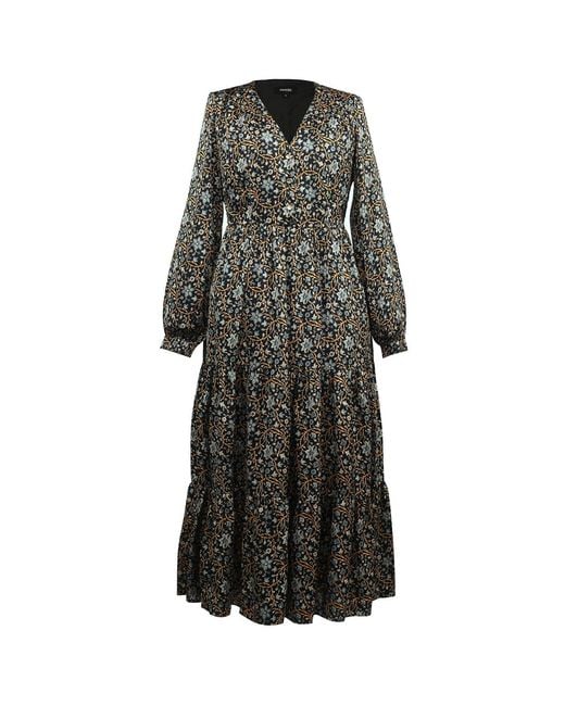 Smart and Joy Black Liberty Print Blouse Dress
