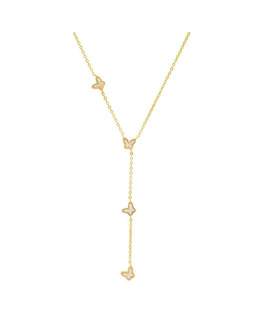 Kylie Harper Metallic Mother Of Pearl Floating Butterfly Y Necklace