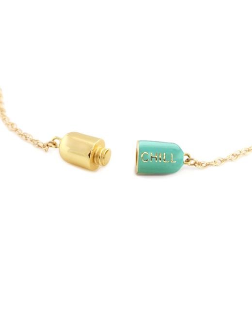 Kris Nations Multicolor Big Chill Pill Chain Necklace Turquoise & Gold Filled