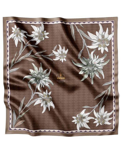 Lamberty Munich Brown Neutrals Edelweiss Alpen-Glow Italian Mulberry Silk Scarf