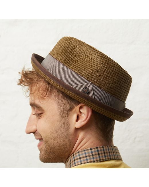 Dasmarca Hats Brown Dasmarca Andy Short Brim Trilby Retro Summer Skimpy Brim Straw Braided Hat for men