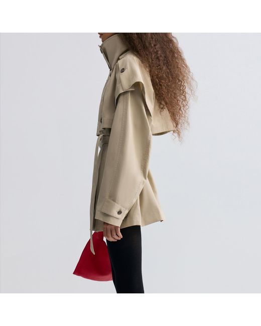 FRONT ROW SHOP Natural Neutrals Cape Trench Jacket