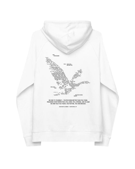 Anchor and Crew White Seven You Are Enough X Mental Health Editions Organic Cotton Hoodie