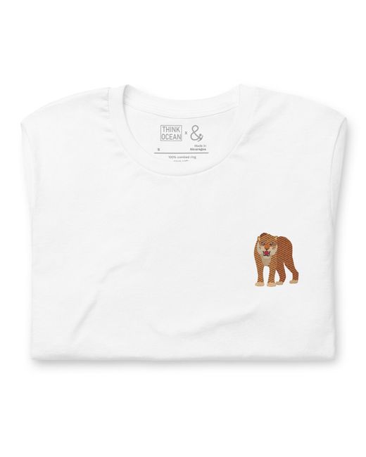 Anchor and Crew White Think Ocean Tiger Aspirations Cotton Embroidered T-Shirt for men