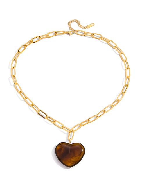 Olivia Le Metallic Livy Paper Clip Tortoise Heart Necklace