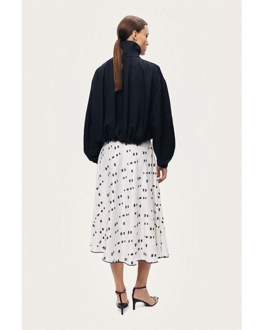 Nocturne Black High-Neck Gathered Jacket