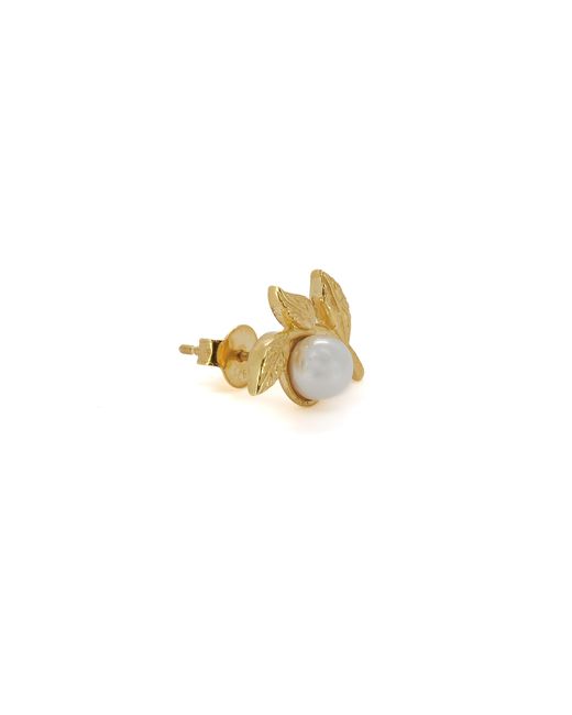 Ebru Jewelry Metallic Cleopatra Pearl Floral Earrings