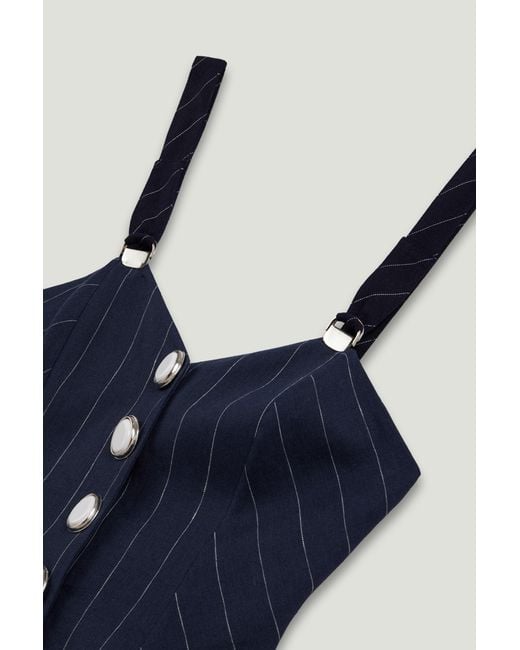 Nocturne Blue Pinstripe Corset Bustier Top