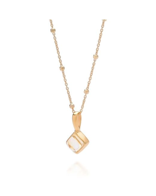 Nellou Jewellery Metallic Diamond Citrine Necklace Birthstone November Plated Sterling
