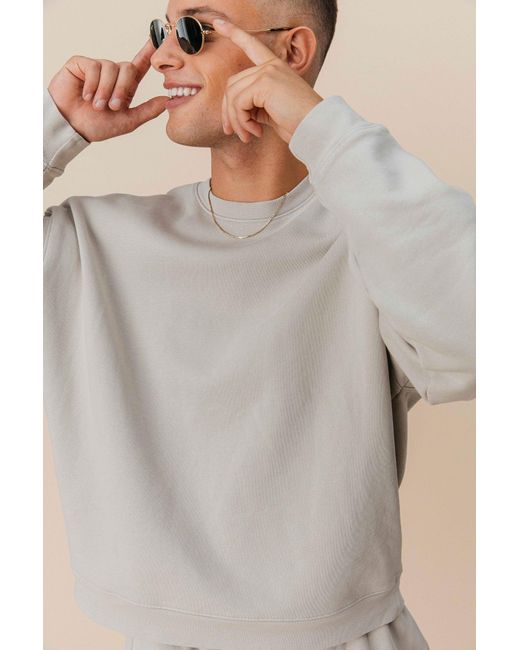 Ocio Leisurewear White Neutrals Oversized Crewneck for men