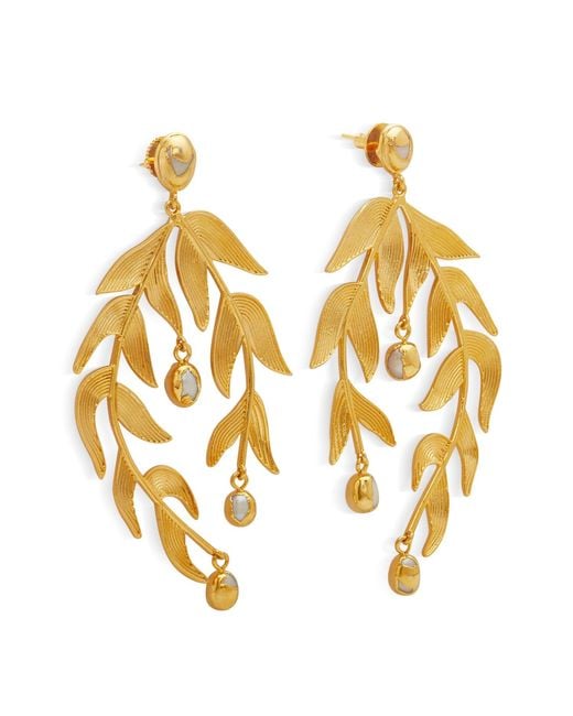 Dhwani Bansal Metallic Sooki Chandelier Earrings With Baroque Pearls