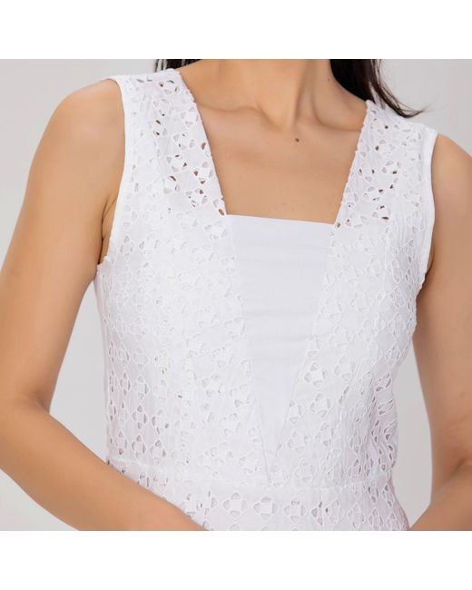Smart and Joy White Lace Fit-And-Flare Short Dress