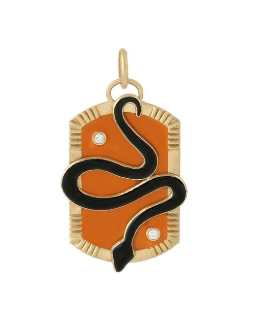 Artisan Metallic Diamond Snake Enamel Pendant