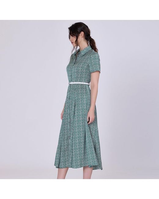 Smart and Joy Green Vintage Graphic Print Shirt Dress