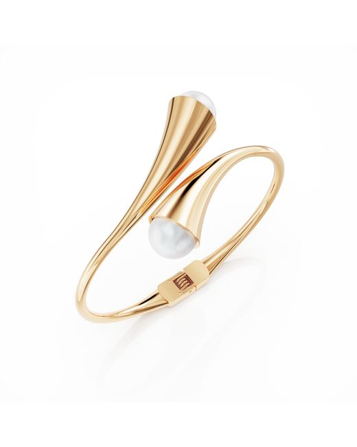 Linda Fiore Metallic Bella Vermeil Bangle With Freshwater Pearls