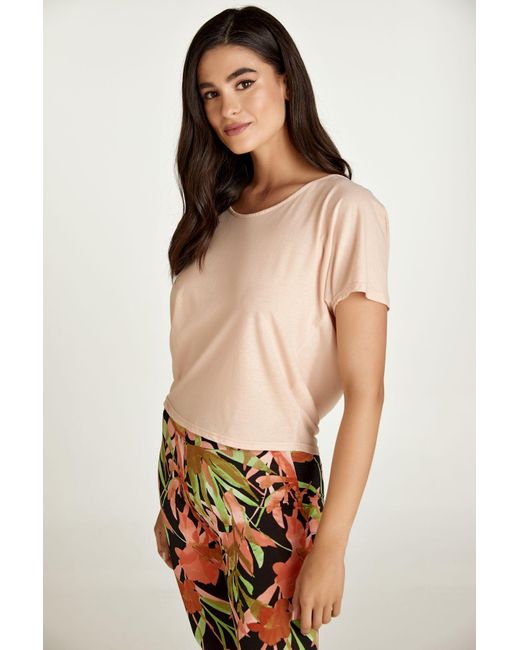 Conquista Natural Dusty Pink Drape Back Top