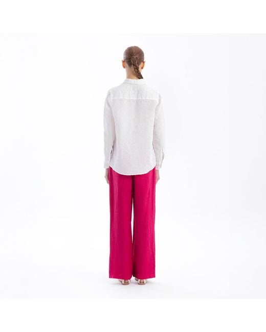 Haris Cotton White Striped Linen Shirt With Long Sleeves