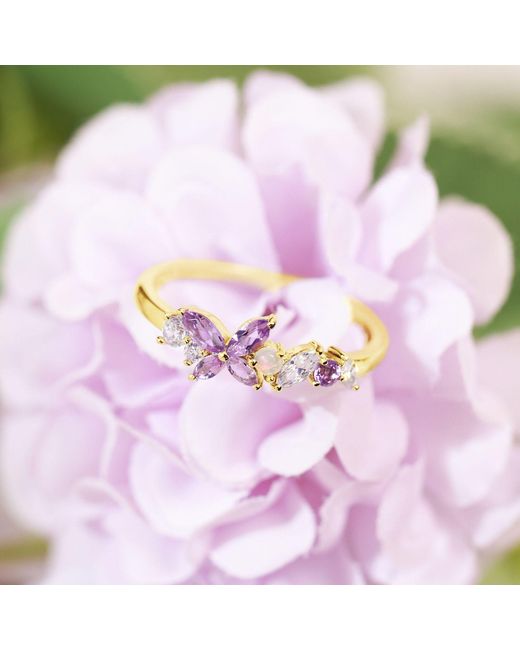 Azura Jewelry New York Metallic Monarch Butterfly Amethyst Opal Ring Vermeil