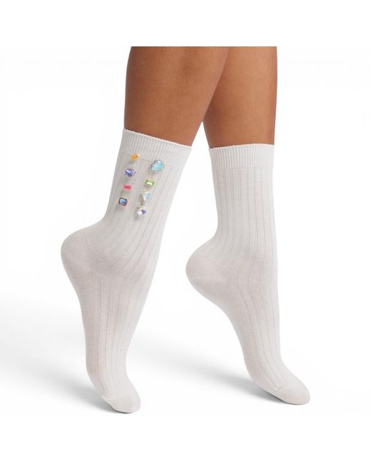 HIGH HEEL JUNGLE by KATHRYN EISMAN White Be Jeweled Socks