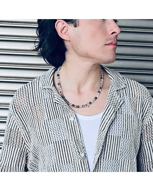 Farra Metallic Rutilated Quartz Necklace for men