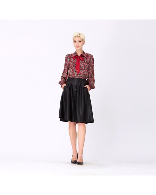 Smart and Joy Red Ascot Tie Print Shirt