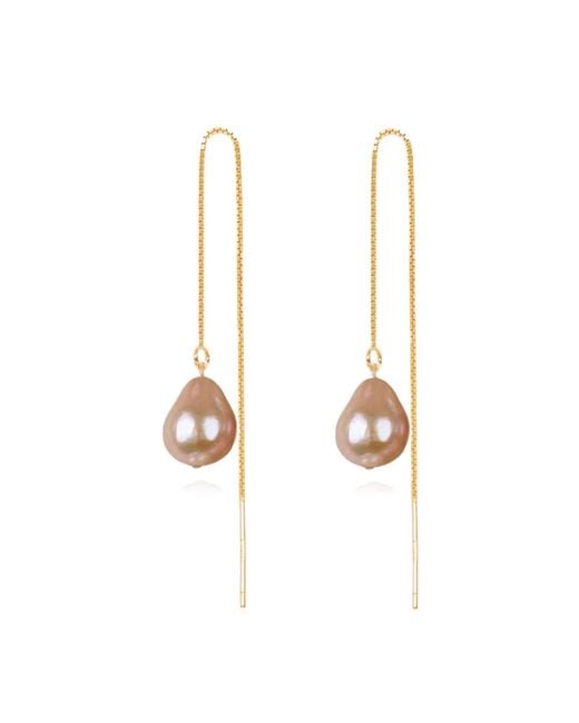 Ninemoo Metallic Sweet Hue Pearl Threader Earrings