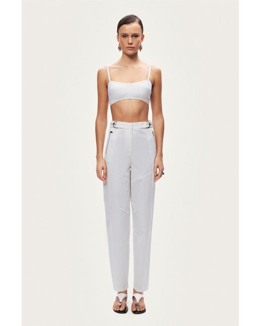 Nocturne White Structured Spaghetti Strap Top