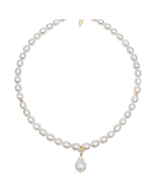 Farra Metallic Must-have Freshwater Pearls With Baroque Pearl Pendant Necklace