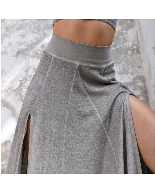 Zhenabia Gray Zhe Skirt Boho High Slit Maxi Skirt