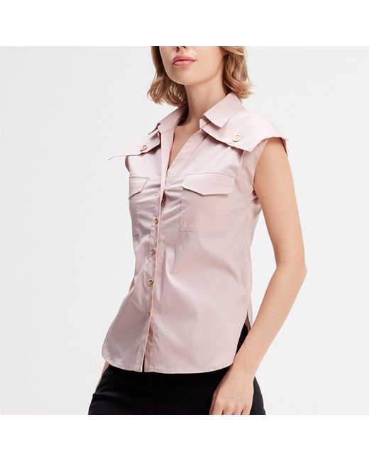 Smart and Joy Pink Sleeveless Shirt With Flaps On Shoulders