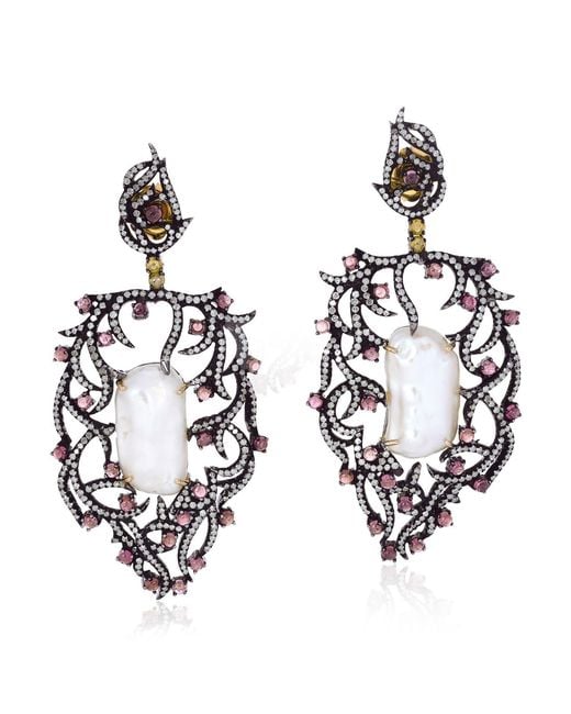 Artisan Metallic Diamond, Tourmaline & Baroque Pearl