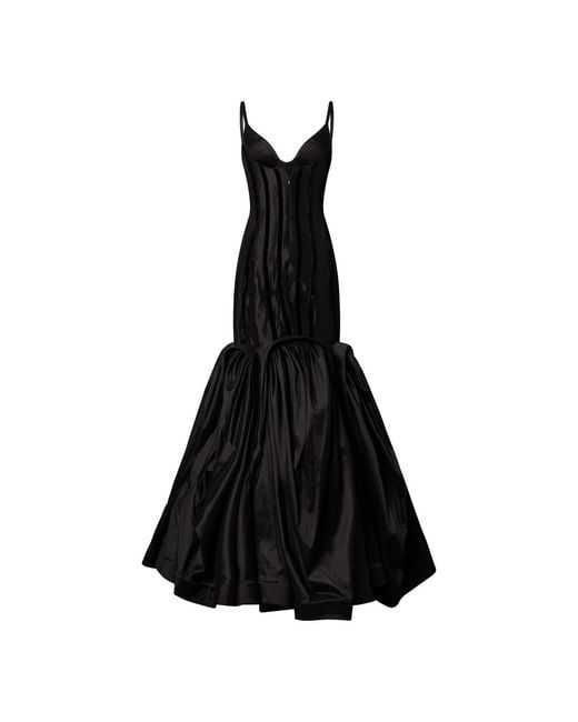 Chuks Collins Black Blessing Silk & Velvet Corset Gown