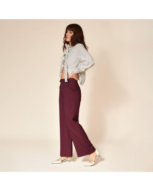 Gunda Hafner Ltd Purple Burgundy Mid Rise Straight Leg Merino Trousers