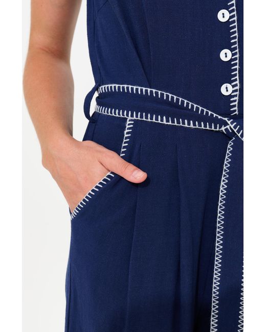 Louche Blue Marleen Blanket Stitch Jumpsuit