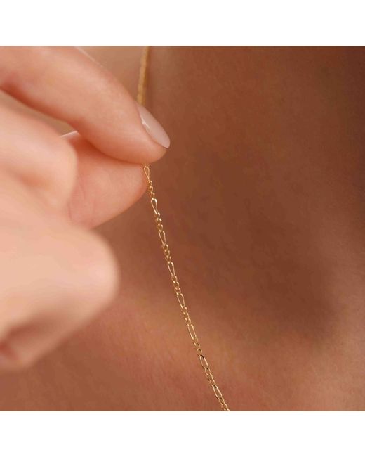 Spero London Metallic 9Ct Solid Italian Fine Figaro Chain Necklace