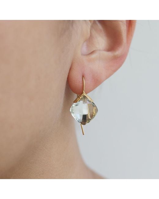 MOUNIR LONDON Metallic Green Amethyst Diya Earrings
