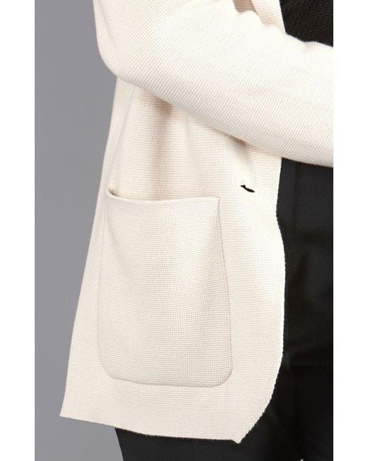 Paul James Knitwear Gray Neutrals Midweight Cotton Tara Relaxed Fit Knitted Blazer