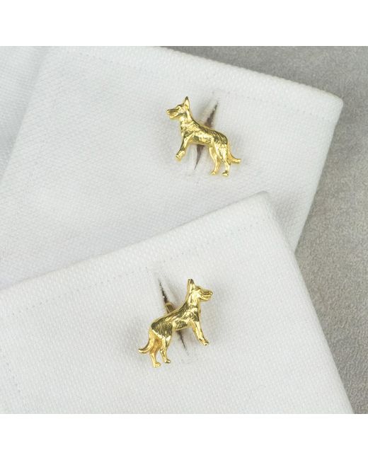 Simon Kemp Jewellers Metallic German Shepherd Alsatian Cufflinks Eighteen Carat On Solid Sterling for men
