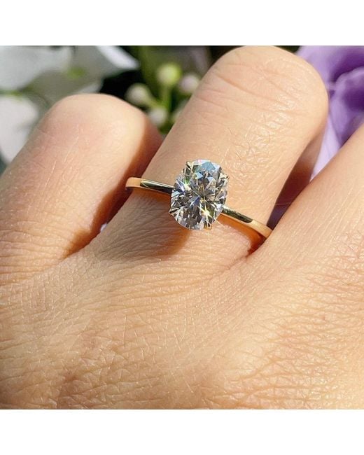 Azura Jewelry New York Metallic Hidden Ruby Heart Oval Moissanite Solid Ring