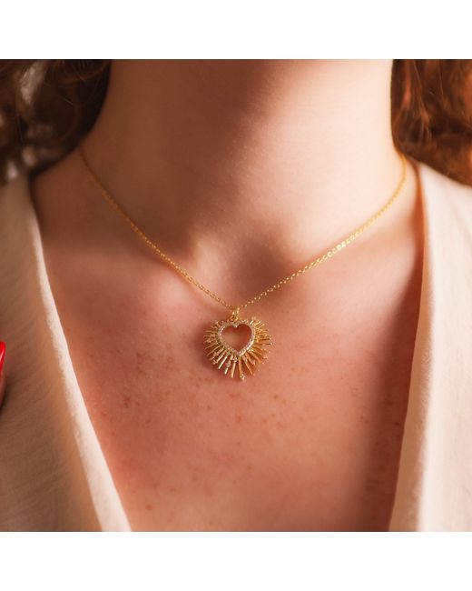 Luna Charles Metallic Cher Starburst Heart Pendant Necklace