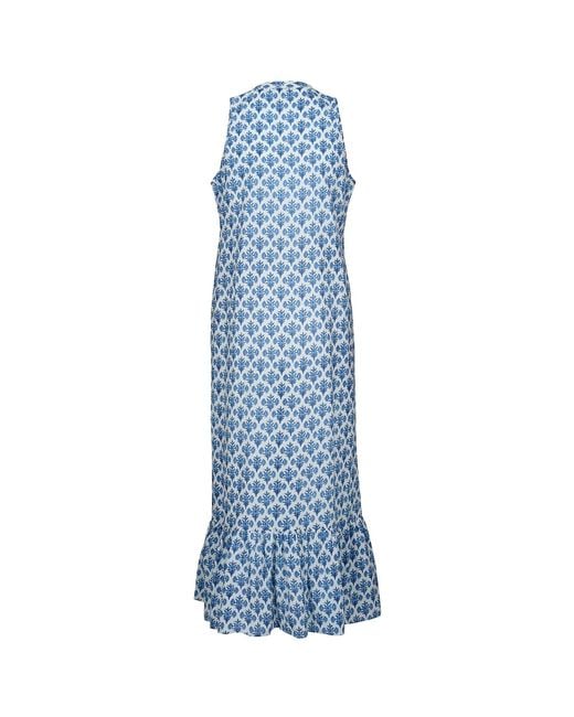 At Last Blue Cotton Lombock Midi Dress
