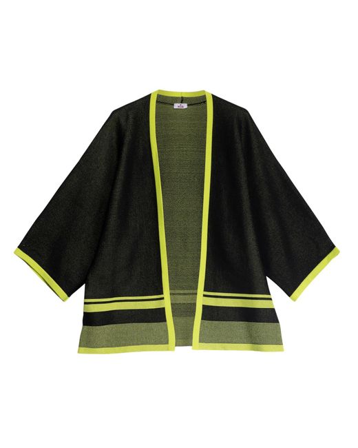 Niza Green Knitted Jacket With V-neck And Bell Sleeves