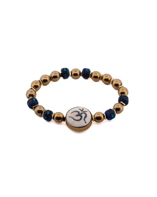 Ebru Jewelry Brown Om Mantra Meditation & Beaded Bracelet