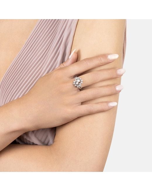 Latelita London Metallic Neutrals Marquise Cocktail Ring Pearl