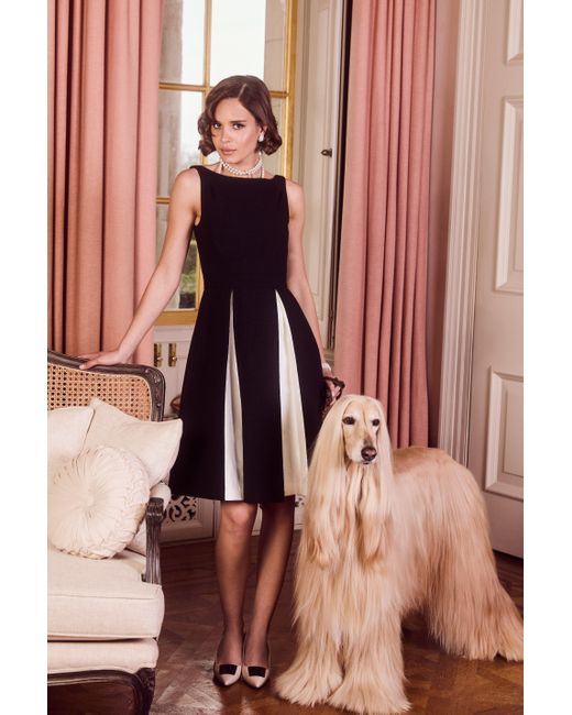 Santinni Black 'Poise' Wool Dress With Silk Taffeta