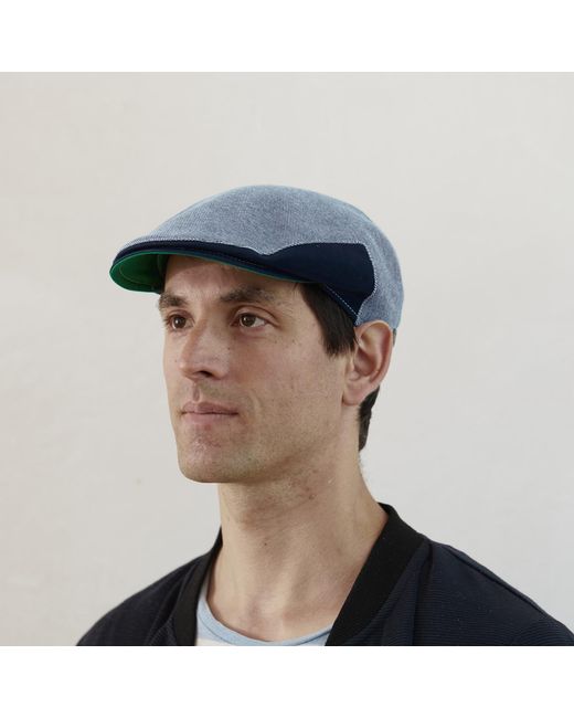 Dasmarca Hats Blue Dasmarca Brody Aqua Cotton Summer Flat Cap With Bright Coloured Under Peak for men