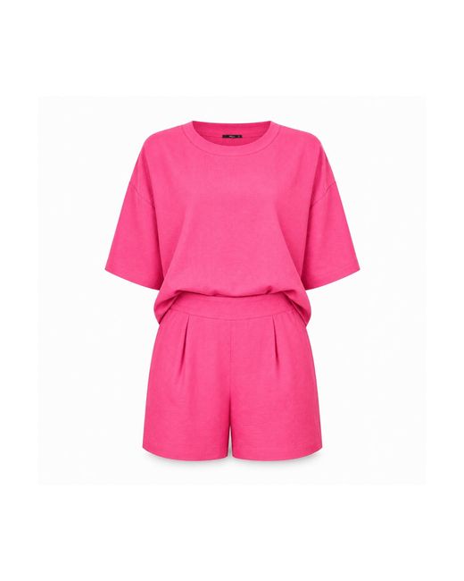 Oh!Zuza Pink Matte Viscose Relaxed T-Shirt & Shorts Set